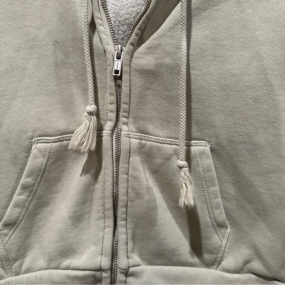 John Galt Brandy Melville Cropped Full Zip Sweatshirt Hoodie Fits XS Light Green - Picture 4 of 9